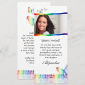 Quinceanera Invitations Butterfly Lace Rainbow Kaart (Voorkant / Achterkant)