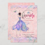 Quinceanera Iridescent Blush Pink Dancing Girl Kaart (Voorkant / Achterkant)