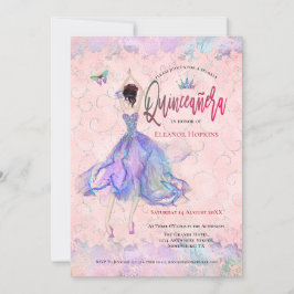 Quinceanera Iridescent Blush Pink Dancing Girl Kaart