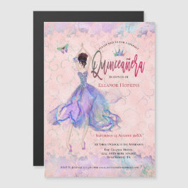 Quinceanera Iridescent Blush Pink Glam Dancing Magnetische Uitnodiging