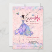 Quinceanera Iridescent Blush Pink Glam Dancing Magnetische Uitnodiging (Voorkant)