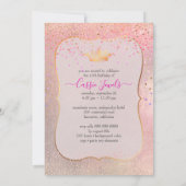 Quinceanera Iridescent Confetti+Princess Crown Kaart (Achterkant)