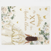 Quinceañera Ivoor Wit Bloemen Jurk Prinses Goud Fleece Deken (Voorkant (Horizontaal))