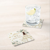 Quinceañera Ivoor Wit Bloemen Jurk Prinses Goud Kartonnen Onderzetters (Insitu)