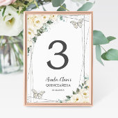 Quinceañera Ivoor Wit Bloemen Zilveren Vlinders Kaart