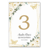 Quinceañera Ivoor Witte Bloemen Gouden Vlinders Kaart (Voorkant)