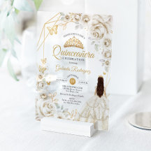 Quinceanera Ivoorkleurig Goud Crème Wit Bloemjurk