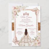 Quinceanera Ivory Cooper Bloemen Verjaardagskroon Kaart (Voorkant)