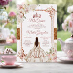 Quinceanera Ivory Cooper Bloemen Verjaardagskroon Kaart<br><div class="desc">Quinceanera Ivory Cooper Blush Roze Bloemen Verjaardag Kroon Uitnodiging Mis Quince Anos,  15e verjaardag, </div>