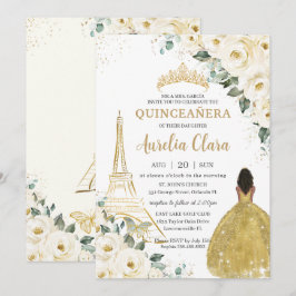 Quinceañera Ivory Floral Paris Gold Brown Princess Kaart