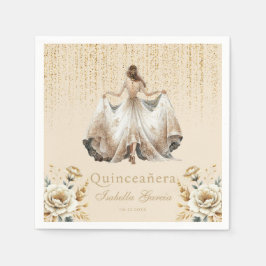 Quinceañera Ivory Gouden Waterverf Servet