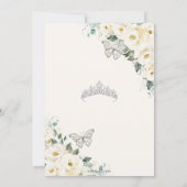 Quinceañera Ivory White Floral Butterflies Crown I Kaart (Achterkant)