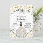 Quinceañera Ivory White Floral Kaart (Staand voorkant)