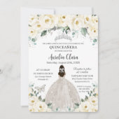 Quinceañera Ivory White Floral Kaart (Voorkant)