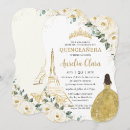Quinceañera Ivory White Floral Paris Gold Princess Kaart