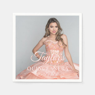 Quinceanera jurk foto twee kleuren lettertype servet