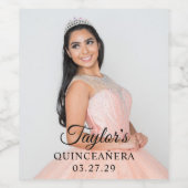 Quinceanera jurk foto wijn etiket (Enkel label)