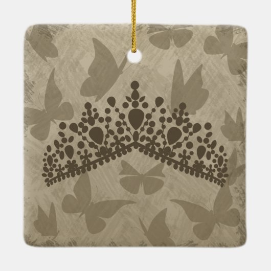 Quinceanera Keepomwille Gift, Red Butterflies Foto Keramisch Ornament (Achterkant)