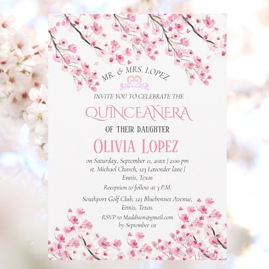 Quinceañera Kersenbloesem Bloemen 15e verjaardag Kaart