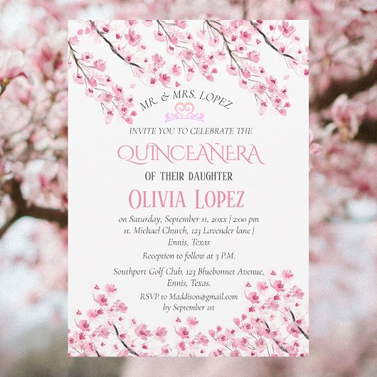 Quinceañera Kersenbloesem Bloemen 15e verjaardag Kaart