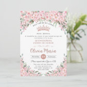 Quinceañera Kersenbloesem Roos Gold Dama Aanvraag Kaart (Staand voorkant)