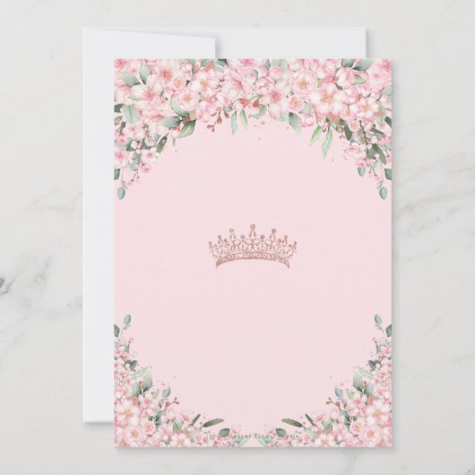 Quinceañera Kersenbloesem Roos Gold Dama Aanvraag Kaart (Achterkant)