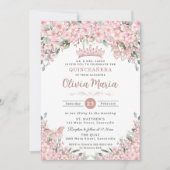 Quinceañera Kersenbloesem Roos Gouden Vlinders Kaart (Voorkant)