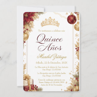 Quinceañera Kerstmis Bourgondië & Gouden Vakantie Kaart