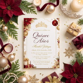 Quinceañera Kerstmis Bourgondië & Gouden Vakantie Kaart