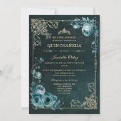 Quinceañera kleur Esmeralda y oro Kaart (Voorkant)