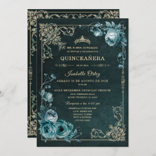Quinceañera kleur Esmeralda y oro Kaart