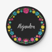 QUINCEAÑERA KLEURRIJKE BLOEM PAPIEREN BORDJE (Voorkant)