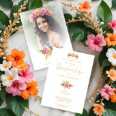 Quinceañera Kleurrijke Bloemen & Foliage Foto Kaart