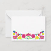 Quinceañera Kleurrijke Mexicaanse bloemen dank u Notitiekaartje (Achterkant)