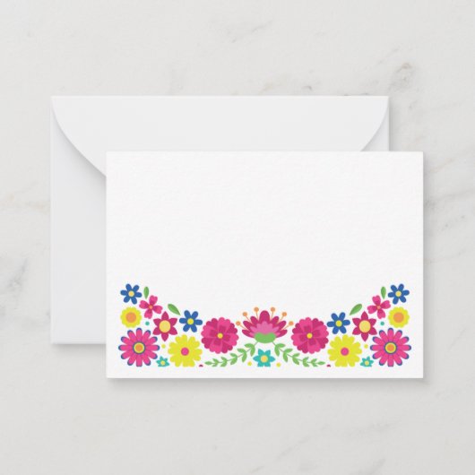 Quinceañera Kleurrijke Mexicaanse bloemen dank u Notitiekaartje (Achterkant)