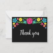 Quinceañera Kleurrijke Mexicaanse bloemen dank u Notitiekaartje (Voorkant)
