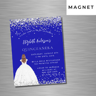 Quinceanera koningsblauw glitter jurk luxe magnetische uitnodiging