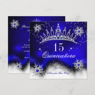 Quinceanera Koningsblauw Sneeuwvlok 15e Verjaardag Kaart
