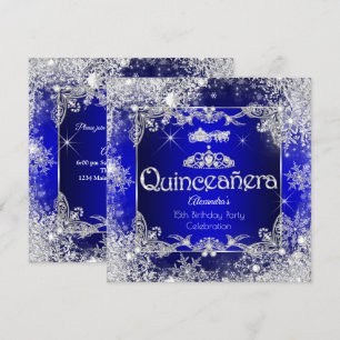 Quinceanera Koningsblauw Sprookje Winter Wonderlan Kaart
