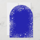 Quinceanera koningsblauw zilver glitter tiara boog kaart (Achterkant)