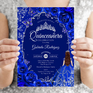 Quinceanera Koningsblauw Zilver Kaart