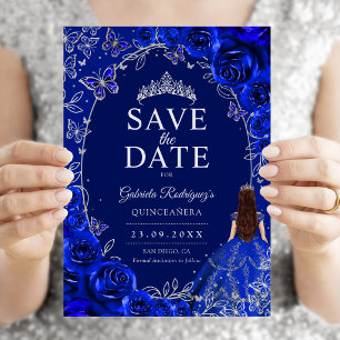 Quinceanera Koningsblauw Zilver Save The Date