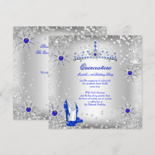 Quinceanera Koningsblauw Zilver Winter Wonderland Kaart