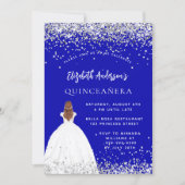 Quinceanera koningsblauwe glitter jurk kaart (Voorkant)
