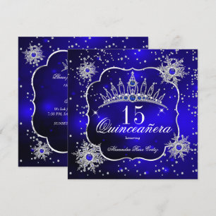 Quinceanera Koningsblauwe Sneeuwvloktiara 15e Fees Kaart