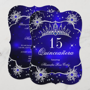 Quinceanera Koningsblauwe Sneeuwvloktiara 15e Fees Kaart