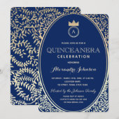 Quinceanera Koninklijk Blauw en Goud Prinses Monog Kaart (Voorkant / Achterkant)