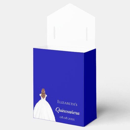 Quinceanera koninklijk blauw wit jurk party bedankdoosjes (Geopend)