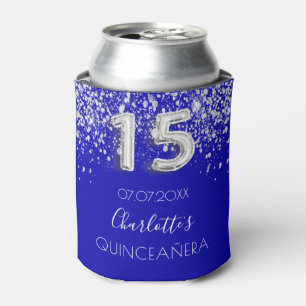 Quinceanera koninklijk blauwe zilveren glitters st blikjeskoeler