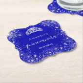 Quinceanera koninklijk blauwe zilveren glitters ti kartonnen onderzetters (Gekanteld)